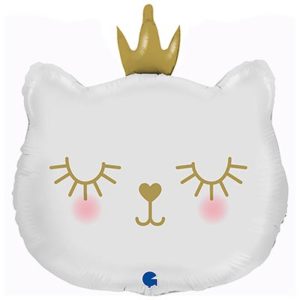 Шар фигурный Голова кошки белая в короне