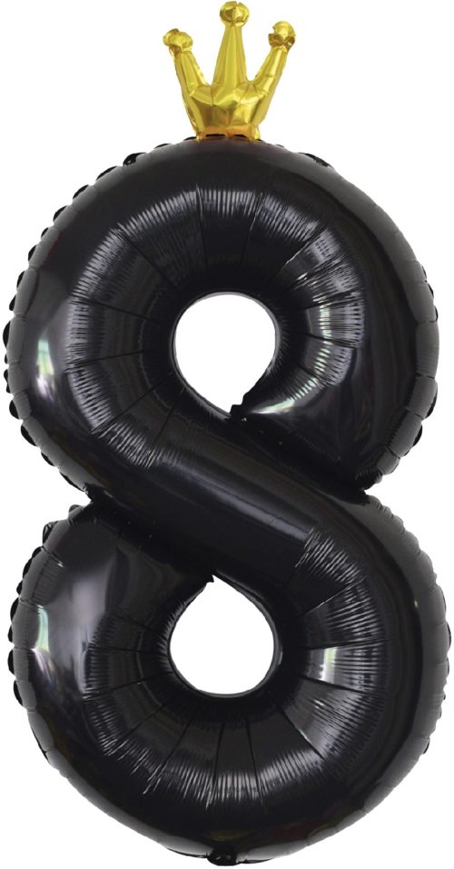Шар Цифра "8" с короной Черный