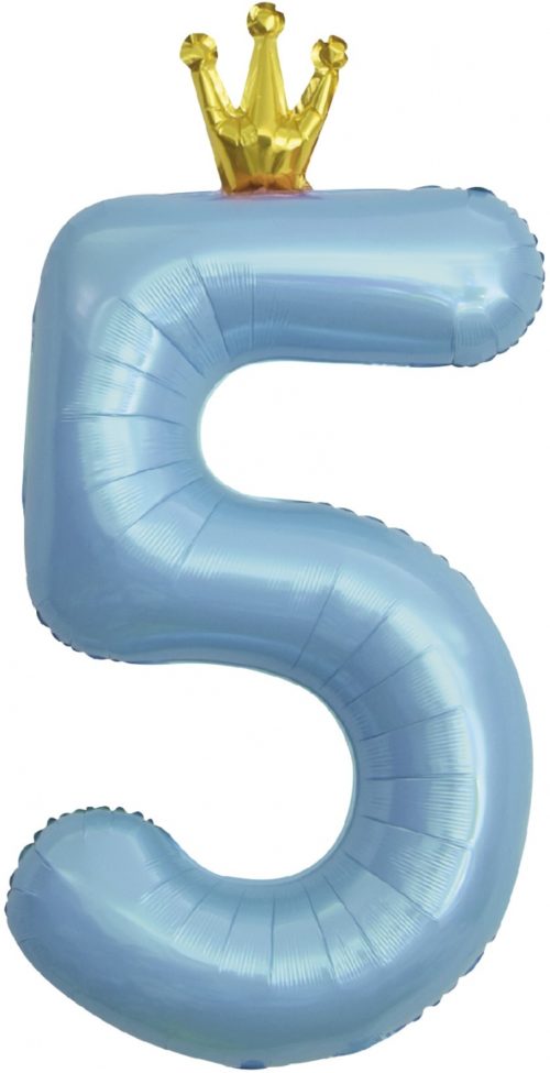 Шар Цифра "5" с короной Голубой