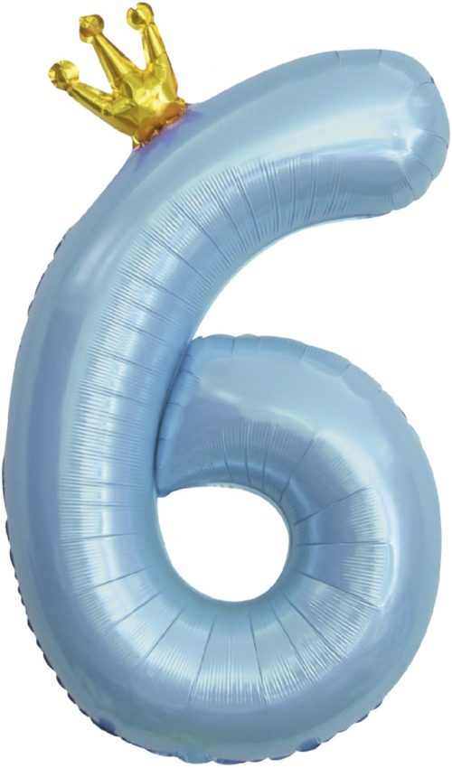 Шар Цифра "6" с короной Голубой