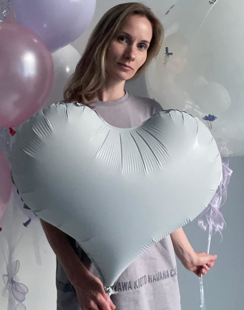 Шар сердце матовое белое, 55 см