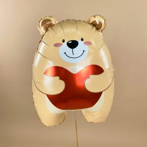 Шар фигурный мишка с сердцем