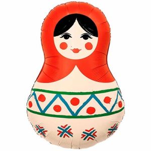 Шар фигурный матрешка белая русский узор