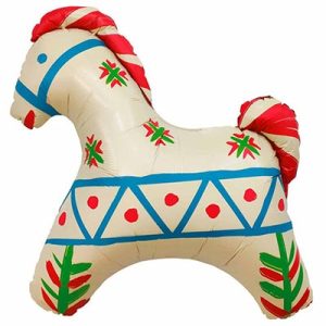 Шар фигурный лошадка белая русский узор