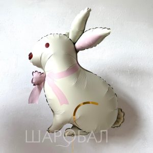 Шар фигурный зайка с розовым бантом