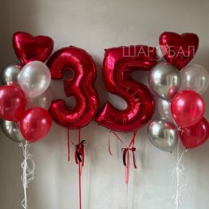 Сет с цифрами красный, белый, серебро
